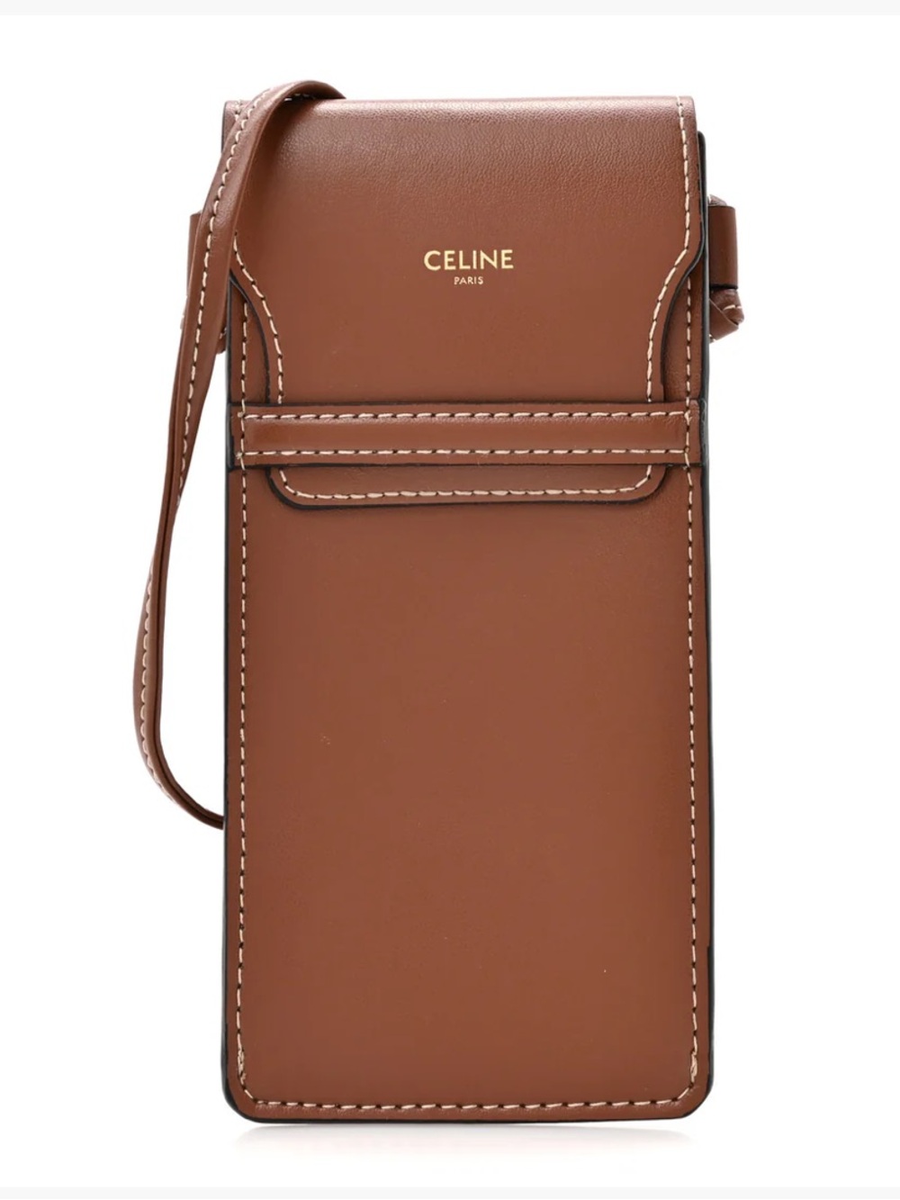 NEW CELINE x HEDI SLIMANE Smooth Calfskin Leather Crossbody Mini Bag Tan Brown